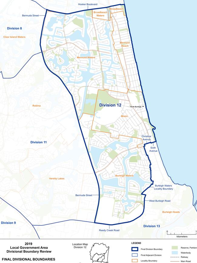 Gold Coast Division 12 Electoral Commission map 2020. Photo: ECQ