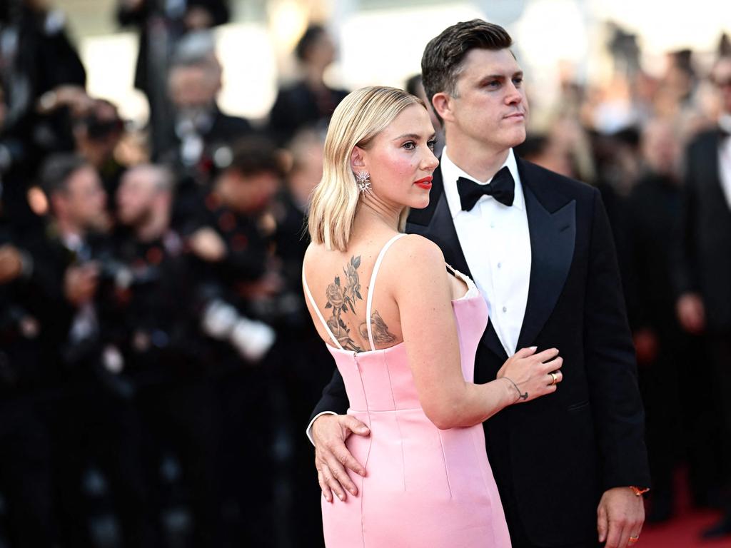 Johansson and her US comedian husband Colin Jost. Picture: Loic Venance/AFP