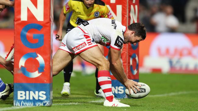 Ben Hunt played a hand in six tries for the Dragons, including scoring two of his own. Picture: Brett Costello