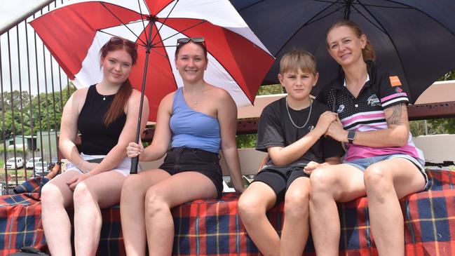 Sofie Williams with Ella, Noah and Zoe Kertesz at the CQ Capras under-17s Round 1 games against the Townsville Blackhawks at Webb Park, Yeppoon, on February 15, 2025.