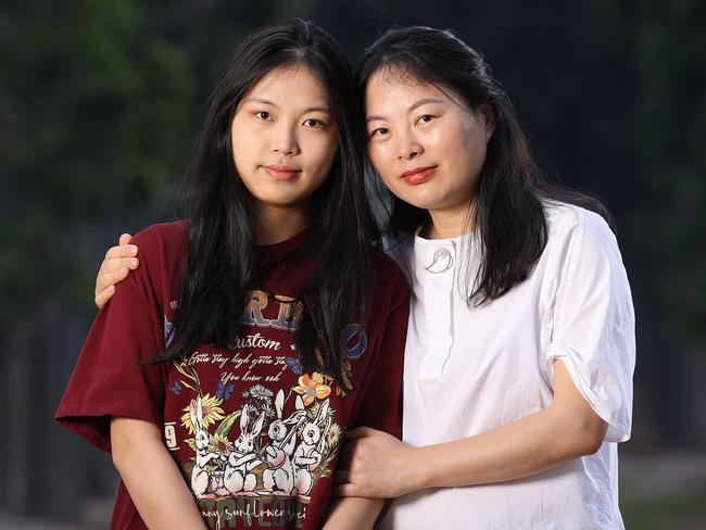 Belva Zhuang and her daughter Jane Song, who is in Year 12 at St Aidan's Anglican Girls' School, ahead of external exams, Sherwood. Picture: Liam Kidston