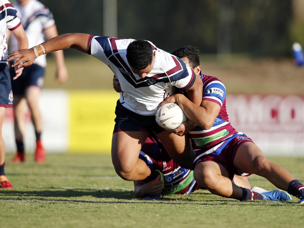 Josiah Pahulu of Ipswich in action between Ipswich State High and Wavell State High at Ipswich. Picture: Josh Woning