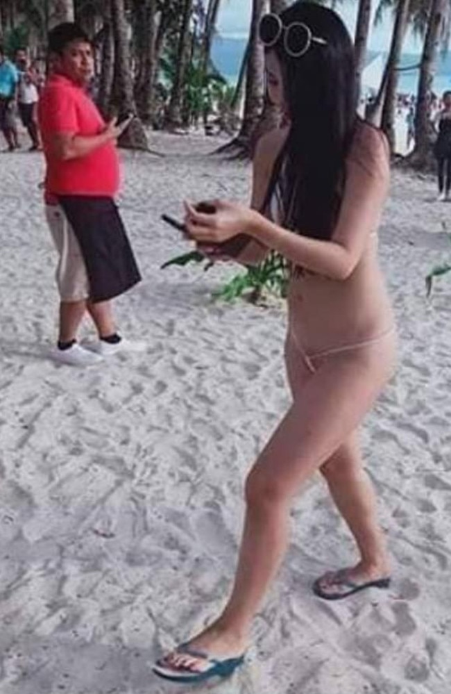 A Taiwanese found herself in hot water when she wore this tiny bikini to a beach in the Philippines, offending the locals. Picture: Facebook/Philip Pine Tastic