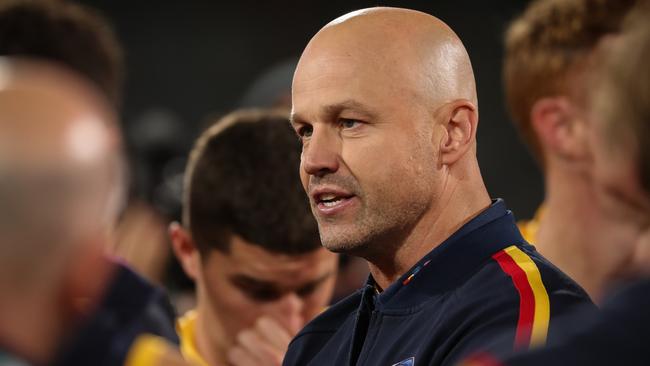 First-year Adelaide coach Matthew Nicks is under enormous pressure this season. Picture: Matt Turner/AFL Photos via Getty Images