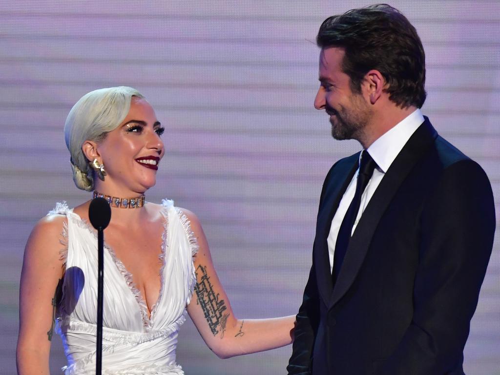Lady Gaga and Bradley Cooper speak onstage during the 25th Annual Screen Actors Guild Awards. Picture: AFP