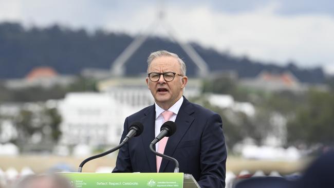 Anthony Albanese during the National Citizenship and Flag Raising Ceremony in Canberra. Picture: Martin Ollman/NewsWire