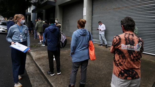 Lining up for vaccinations in Sydney. Picture: Getty Images