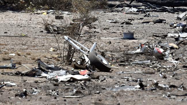 Coulson Aviation aircraft wheel wreckage is seen on January 25, 2020 at Peak View, Australia. Picture: Sam Mooy/Getty Images