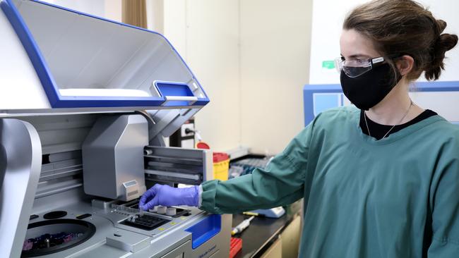 Sewage samples from regional NSW are sent to Sydney and tested by water quality analysts like Claire Gorman from Sydney Water. Picture: NCA NewsWire / Damian Shaw