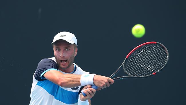 Liam Broady in action during his defeat to Ilya Ivashka. Picture: Getty