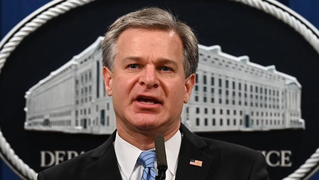 FBI Director Christopher Wray. Picture: AFP