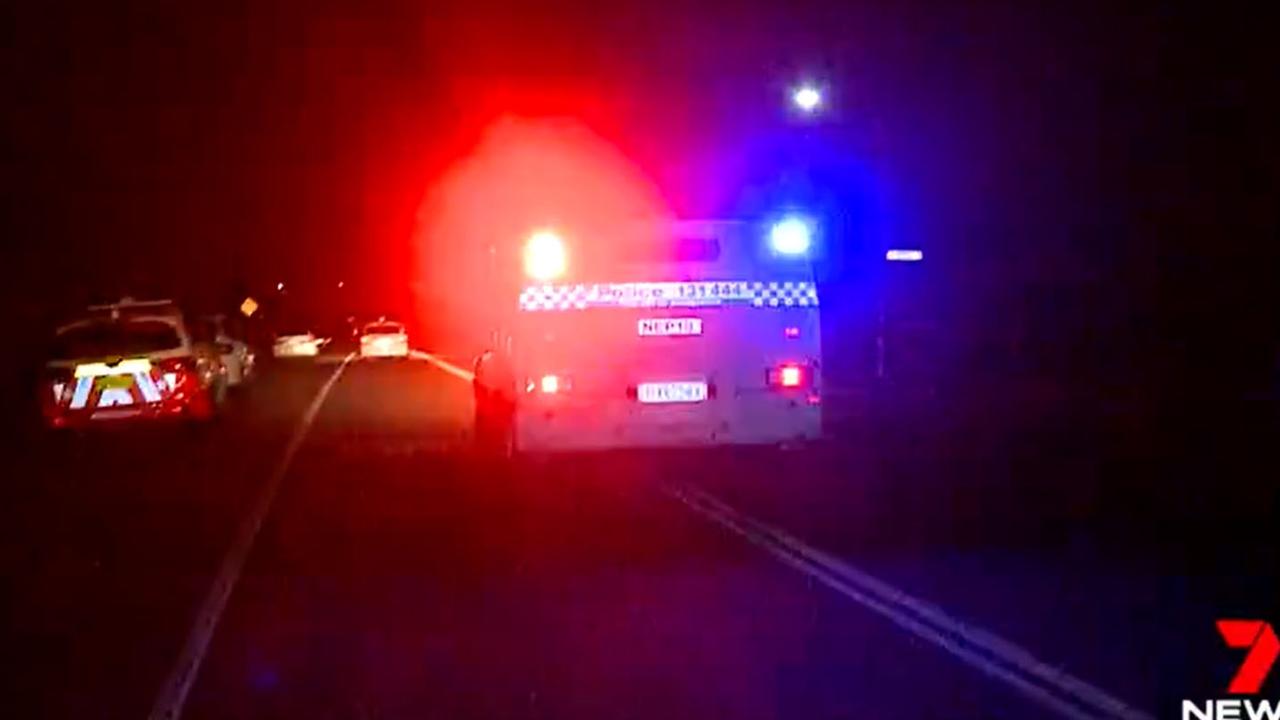 A police van takes Jessica Camilleri from the crime scene back to St Marys station after her arrest for the killing of her mother. Picture: Channel 7.