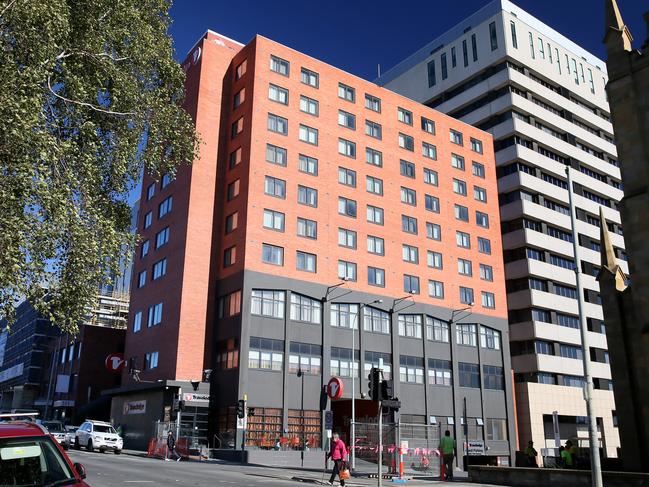 A Covid-19 positive man who was denied entry into Tasmania and still travelled there breached hotel quarantine while isolating at the Travelodge Hobart in Hobart. Picture: Sam Rosewarne