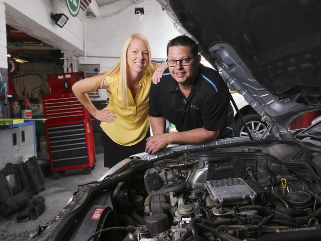 Jodie and David Sablyak, owners of Malvern Automotive Repairs. Picture: Wayne Taylor