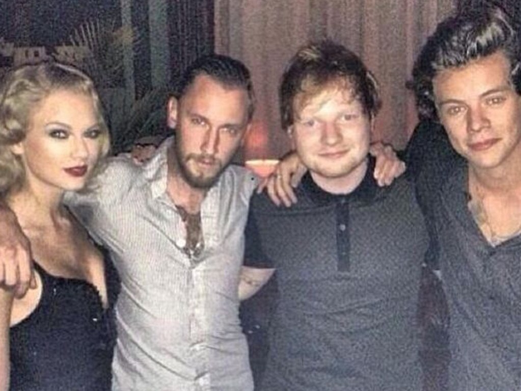 Taylor Swift with Ed Sheeran and former boyfriend, Harry Styles. Picture: Twitter