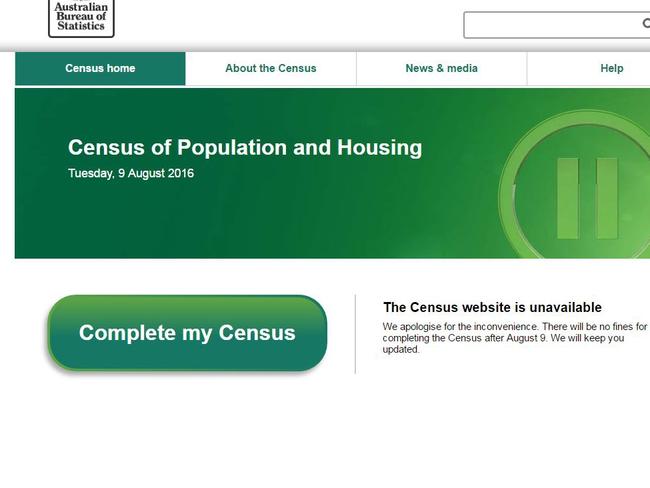 A screengrab of the Census website failing.