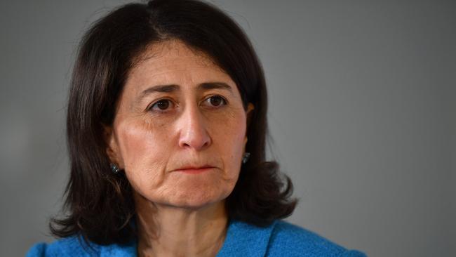 Premier Gladys Berejiklian gives a COVID-19 update on September 27, 2021 in Sydney to outline details for reopening post lockdown. Picture: Joel Carrett/Getty Images