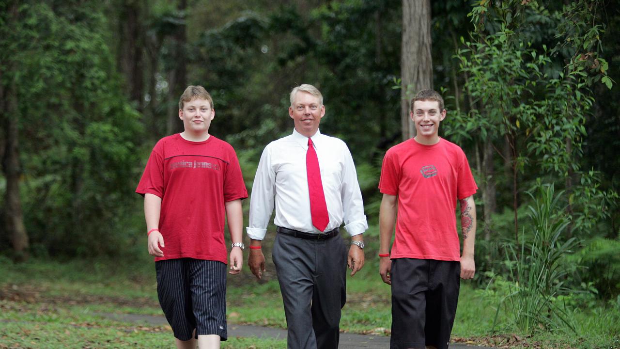 Bradley, Bruce and Dean Morcombe begin the walk for Daniel at Kolora Park back in 2005. Photo: Nicholas Falconer / Sunshine Coast Daily