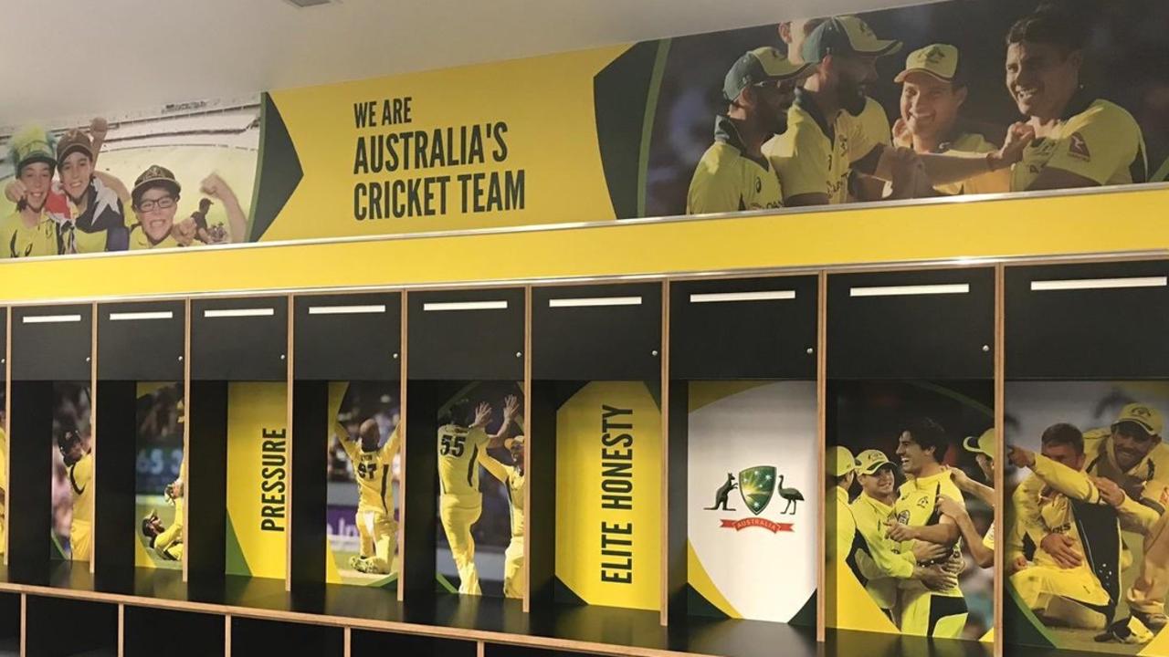 The Aussie dressing room in Perth.