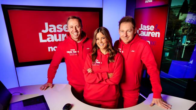 Clint Stanaway, Lauren Phillips and Jase Hawkins are now having the last laugh after taking the title of number one FM show in Melbourne. Picture: Supplied.