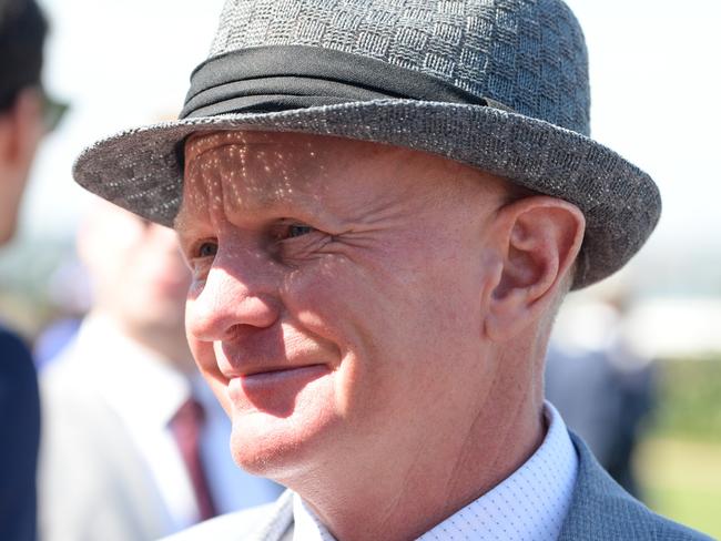 Phillip Stokes after winning the Furphy Mile at Flemington Racecourse on March 30, 2024 in Flemington, Australia. (Photo by Ross Holburt/Racing Photos via Getty Images)