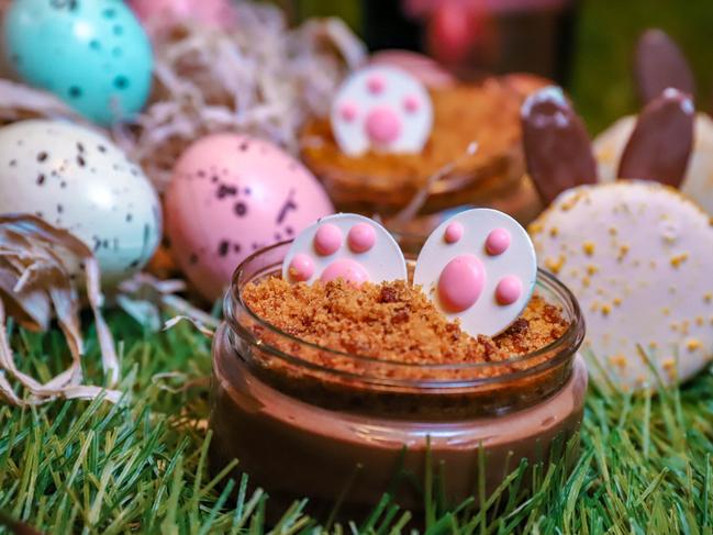 Anna's Easter Garden chocolate pots and macarons. Picture: Jenifer Jagielski