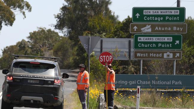 Roads into Kuringai Chase have been closed due to the fire risk. Picture: John Grainger.