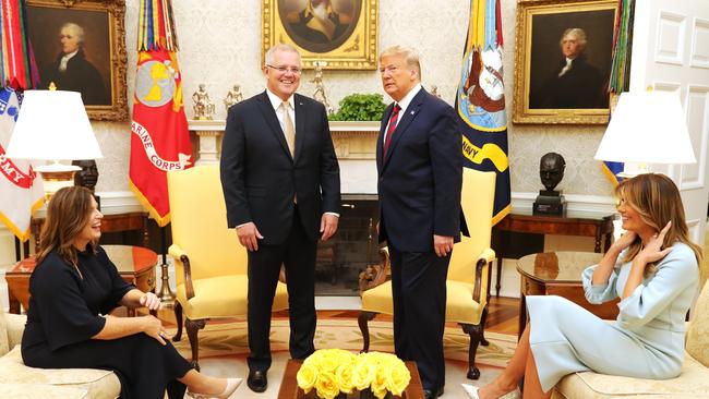 Australian Prime Minister Scott Morrison and his wife Jenny attends the White House with President Trump and the First Lady Melania Trump. Picture: Adam Taylor