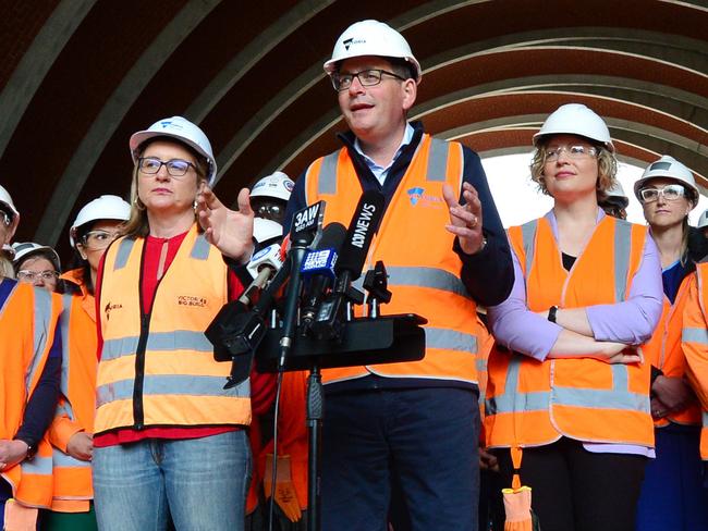 MELBOURNE, AUSTRALIA - NewsWire Photos NOVEMBER 24TH, 2022: Premier of Victoria, Daniel Andrews and deputy Premier Jacinta Allen, make an announcement at the Metro Tunnel, North Melbourne. Picture: NCA NewsWire / Nicki Connolly