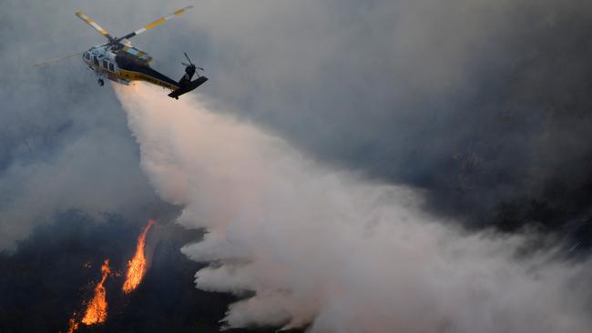 Firefighting helicopters are being deployed in the California wildfires. Picture: Reuters