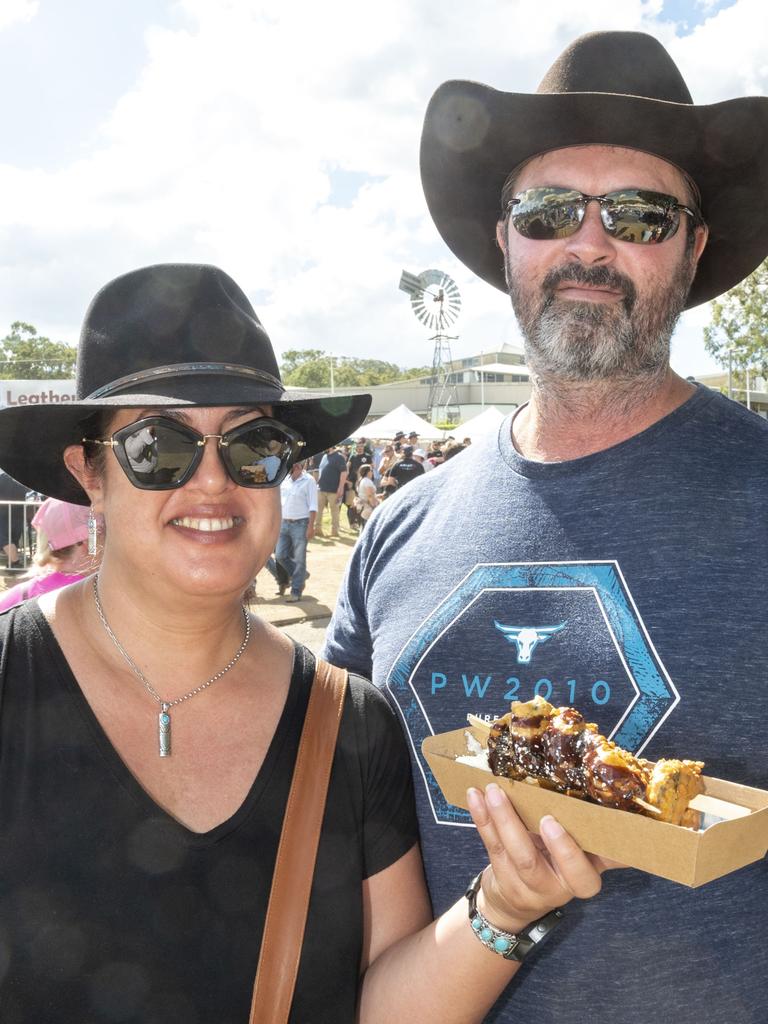 Reena Shohet and Michael Lincoln. Meatstock 2023 at Toowoomba Showgrounds. Saturday, April 15, 2023. Picture: Nev Madsen.