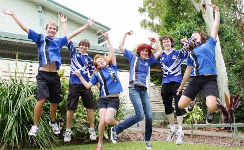 This group of best friends from Yeppoon State High School jump for joy as they have finished school and will celebrate Schoolies Week, starting this weekend. Picture: NIKITA WATTS NW--