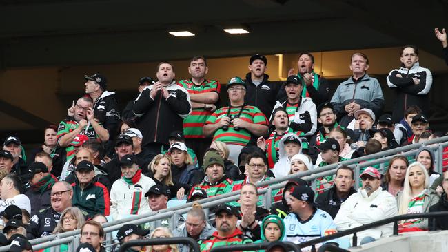 Neither the rain or the coronavirus could keep fans away from this match. Picture: David Swift.