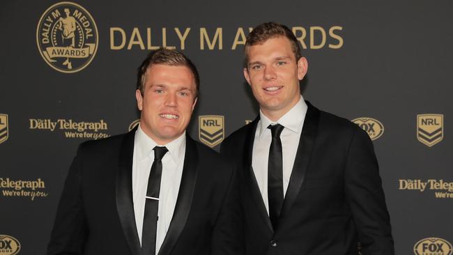 Jake Trbojevic and brother Tom Trbojevic of Manly arrive ahead of the 2019 Dally M Awards at the Hordern Pavilion. Picture: Getty Images