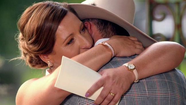Susan says goodbye to Sean at their vow renewal ceremony.