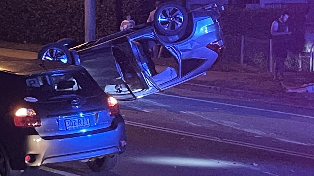 A man in his 60s was hospitalised following a single vehicle rollover in Alexandra Headland on Saturday night.