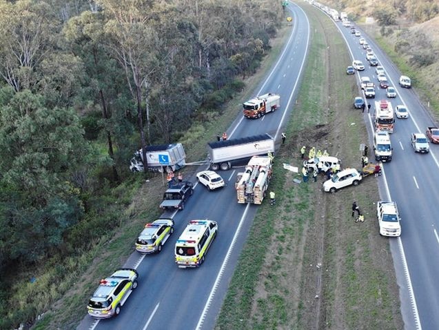 A woman was taken to hospital in a serious but stable condition after a crash on the Cunningham Highway on Thursday afternoon. Picture: Evan Taylor