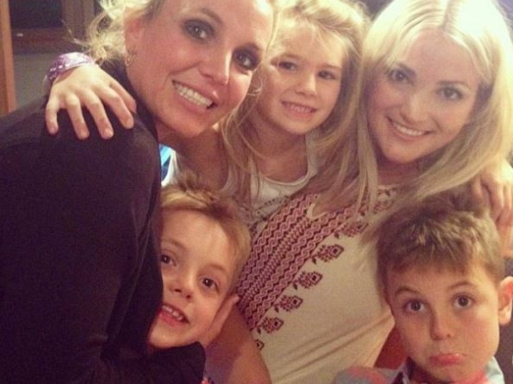 Britney Spears with niece Maddie, sons Sean and Jayden and sister Jamie Lynn Spears. Picture: Instagram