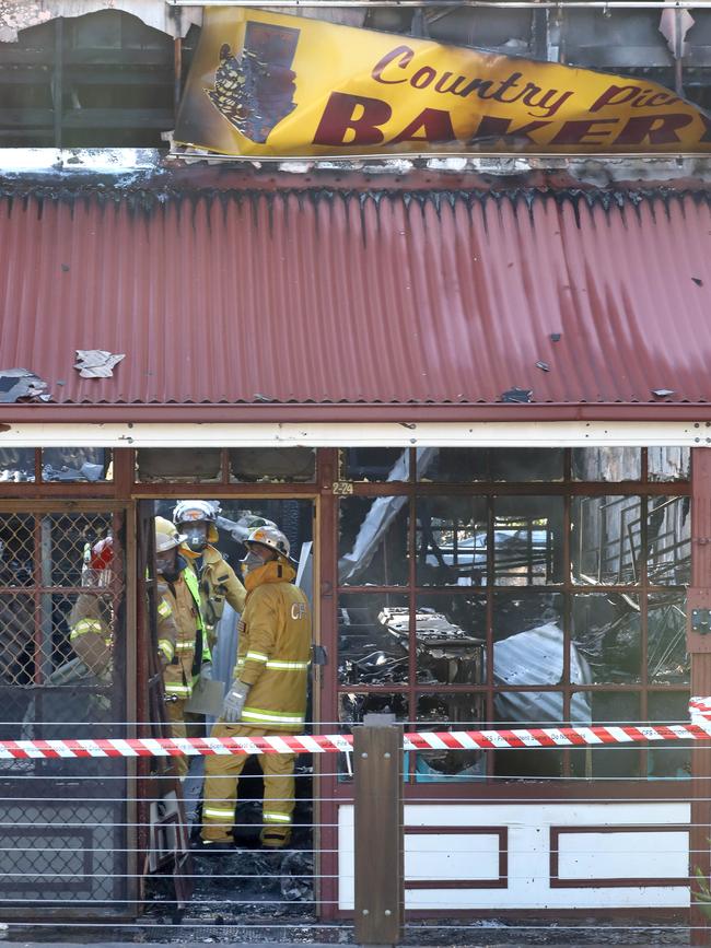 The blaze destroyed the bakery and butcher shop at a shopping complex on Victor Harbor Road, Mount Compass. Picture Dean Martin