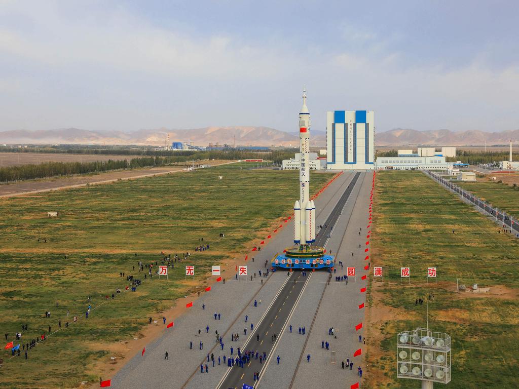 A Long March-2F carrier rocket at the Jiuquan Satellite Launch Centre. Picture: STR/AFP