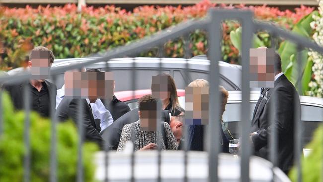 Mourners at Peter Edberg Funeral home in Adelaide for the funeral of Mafia identity Carmelo Loprete. Picture: NewsWire