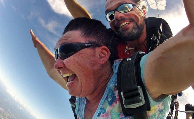 Rosewood woman Carmel Luetchford takes part in the Jump to Cure Diabetes after she and Jane Bell raised more than $7000. Picture: Contributed