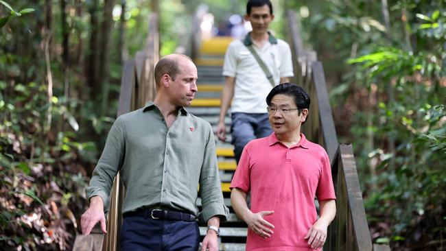 Prince William with Singapore Deputy Prime Minister at the Central Catchment Nature Reserve in Singapore. Picture: Getty Images.