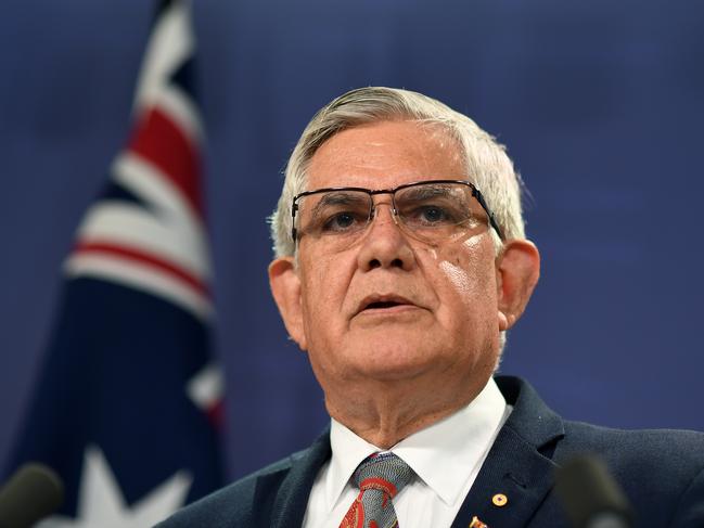 Minister for Aged Care Ken Wyatt speaks to the media in Sydney, Tuesday, October 9, 2018. Scott Morrison says the aged care royal commission will be based in Adelaide, where shocking abuse of residents of the Oakden nursing home first came to light. (AAP Image/Joel Carrett) NO ARCHIVING