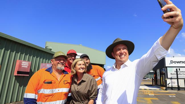 Premier Steven Miles visits the Downer in Maryborough on the election trail with MP Bruce Saunders and Shannon Fentiman. Pics Adam Head