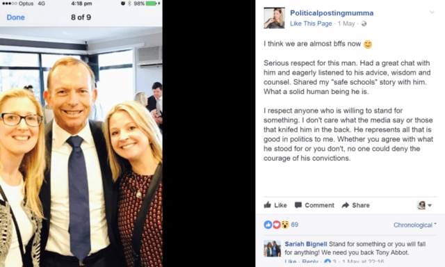 Political Posting Mumma shared a snap posing with Tony Abbott