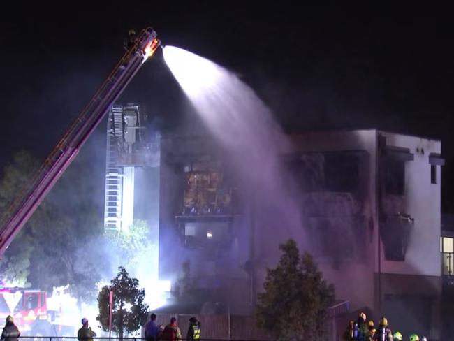 Fire crews work to extinguish the fire at the Dover St property in Truganina. Credit: ABC News