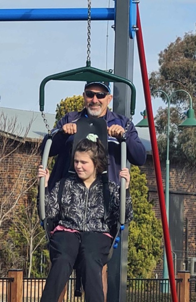 Sixteen-year-old Mia Pugno was not allowed to order off the kids menu at Newtown Hotel as she was over 12 years of age. Mia with her father Jason Pugno.