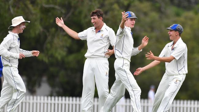 Churchie players celebrate. Picture, John Gass.