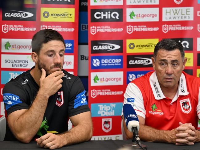 Hunt admits to having disagreements with Shane Flanagan at the Dragons, but denied they had a falling out. Picture: NRL Photos